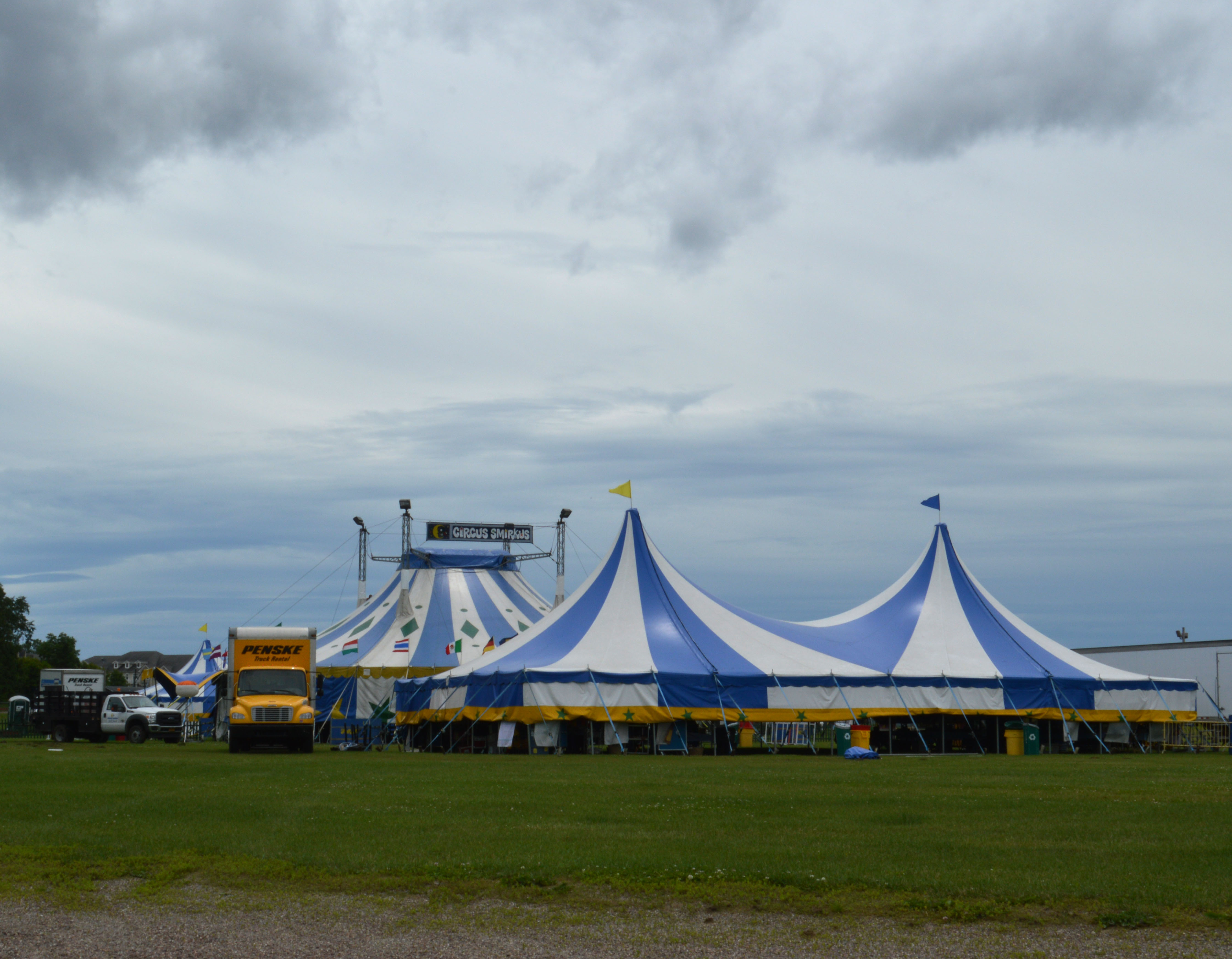 We did it! The Big Top is up and awaiting your arrival in Essex Junction for our July 1-3 shows at the Champlain Valley Expo.