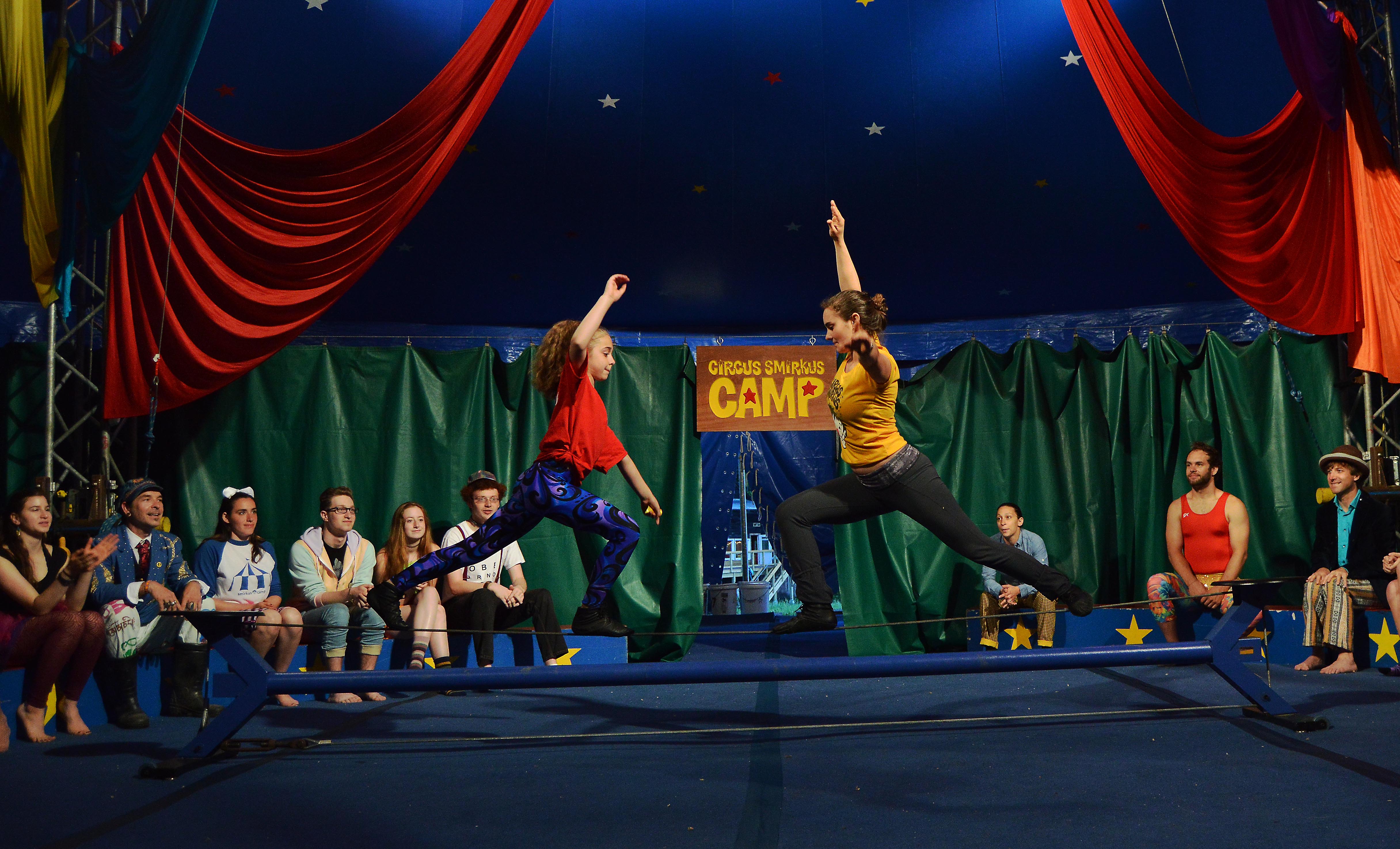 Smirkos performing at Circus Smirkus ribbon cutting ceremony.