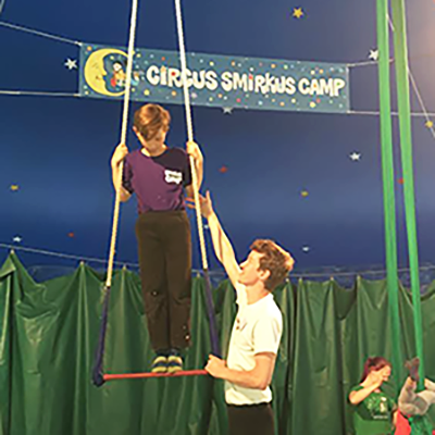 Learning aerials at Smirkling Camp